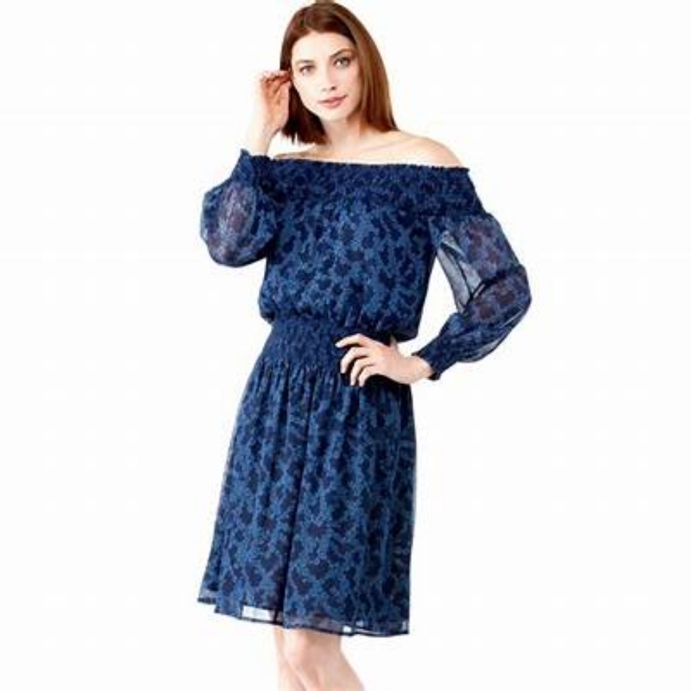 NWT, Michael Kors Shoulder Smock Dress in Blueberry